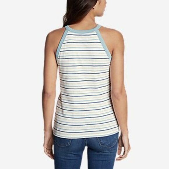 Eddie Bauer Favorite Sleeveless Halter Tank Top in White/Blue/Gray - Sz  XXL - Picture 3 of 6